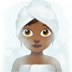 🧖🏾‍♀️ woman in steamy room: medium-dark skin tone display on Apple